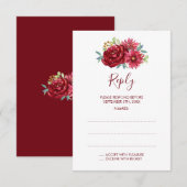 Cartes de réponse du Mariage aux fleurs d'aquarell (Devant / Derrière)