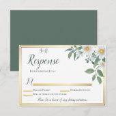 Cartes de réponse du Mariage blanc Floral Or (Devant / Derrière)