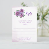 Cartes de réponse du Mariage Bouquet Rose violet (Debout devant)