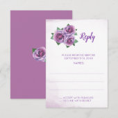 Cartes de réponse du Mariage Bouquet Rose violet (Devant / Derrière)