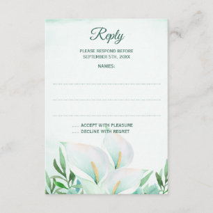 Cartes de réponse du Mariage Calla Lily