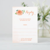 Cartes de réponse du Mariage d'aquarelle Rose Peac (Debout devant)