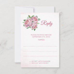 Cartes de réponse du Mariage de bouquet rose