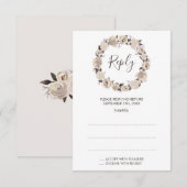 Cartes de réponse du Mariage de couronne Rose crém (Devant / Derrière)