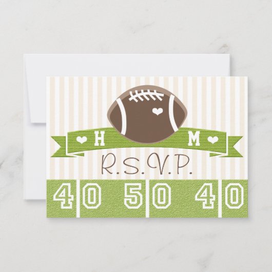 CARTES DE RÉPONSE DU MARIAGE DE FOOTBALL MONOGRAMM (Devant)