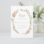 Cartes De Réponse Du Mariage De Grass Pampas Vert (Debout devant)