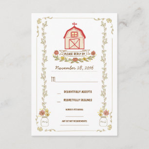 Cartes de réponse du mariage de la ferme du pays