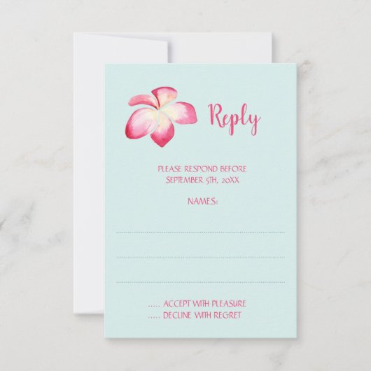 Cartes de réponse du Mariage de la Plumeria tropic (Devant)