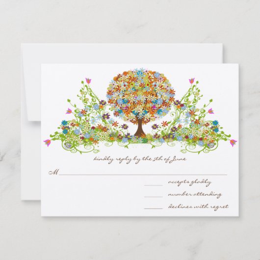 Cartes de réponse du Mariage de l'arbre des fleurs (Devant)