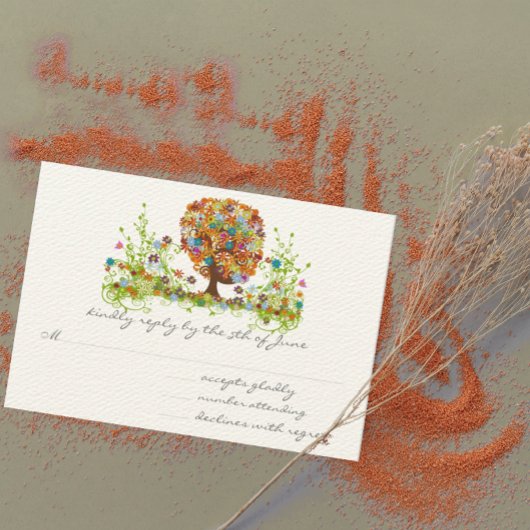 Cartes de réponse du Mariage de l'arbre des fleurs