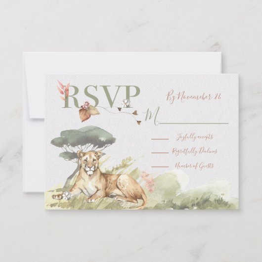 Cartes de réponse du Mariage du lion de la jungle (Devant)