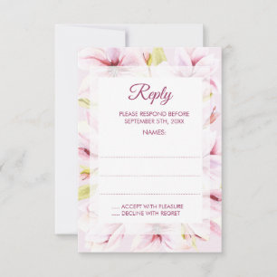 Cartes de réponse du Mariage Floral des Magnolias