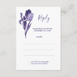 Cartes de réponse du Mariage Floral Iris Violet