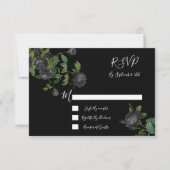 Cartes de réponse du Mariage Floral noir RSVP (Devant)