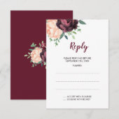 Cartes de réponse du Mariage Peach Rose de Bourgog (Devant / Derrière)