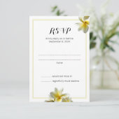 Cartes de réponse du Mariage Plumeria Jaune Vertic (Debout devant)