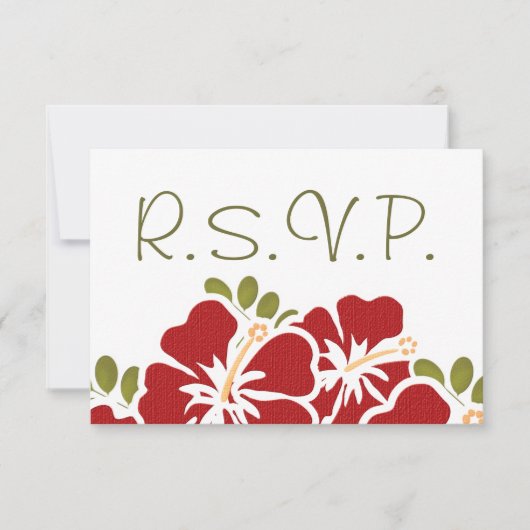 CARTES DE RÉPONSE DU MARIAGE RED HIBISCUS RSVP (Devant)
