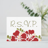 CARTES DE RÉPONSE DU MARIAGE RED HIBISCUS RSVP (Debout devant)