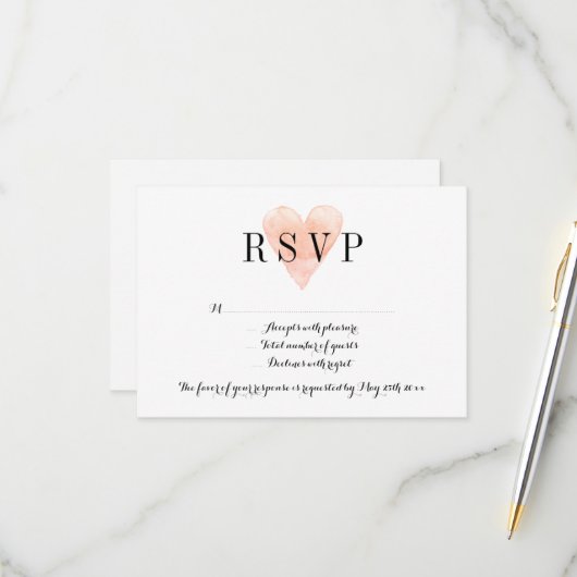 Cartes de réponse du mariage RSVP (Devant/Arrière en situation)
