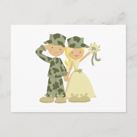 Cartes de réponse du Mariage soldat et mariée (Devant)