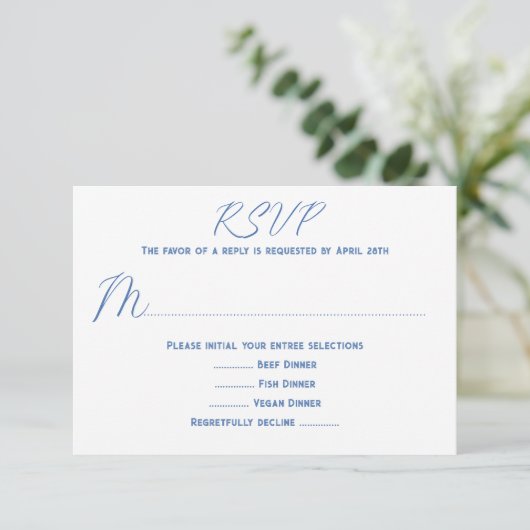 Cartes de réponse du menu Mariage blanc (Debout devant)