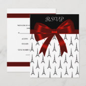 Cartes de réponse Eiffel Tower Red Bow (Devant / Derrière)