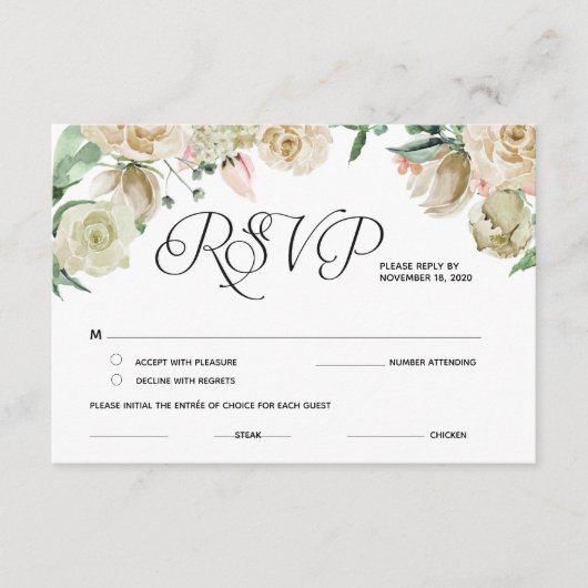 Cartes de réponse élégantes classiques RSVP (Devant)