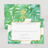 Cartes de réponse en or sur le thème tropical (Devant / Derrière)