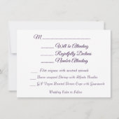 Cartes de Réponse et Menu de Mariage Floral Pétuni (Dos)