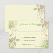 Cartes de réponse Feuilles Lime Green Tan Grunge (Devant / Derrière)