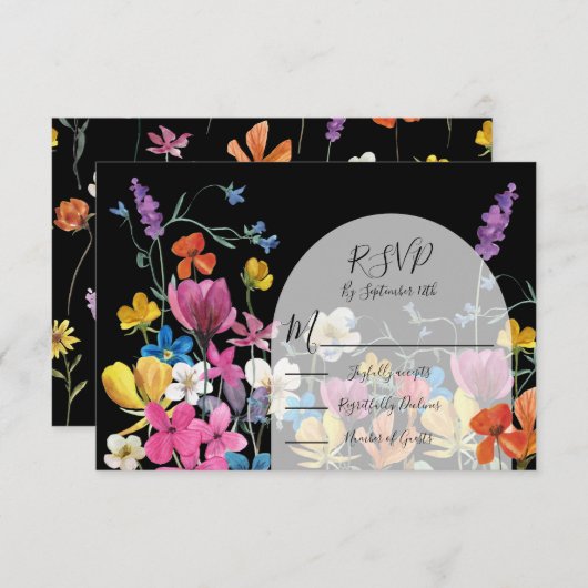 Cartes de réponse fleur sauvage Floral Dark Meadow (Devant / Derrière)