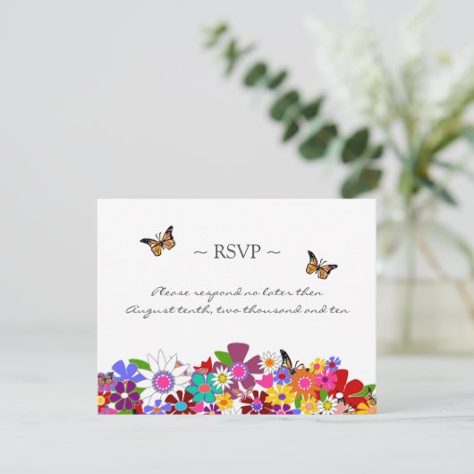 Cartes de réponse florale Whimsical (Debout devant)