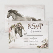 Cartes de réponse florales du Cheval d'aquarelle R (Devant / Derrière)