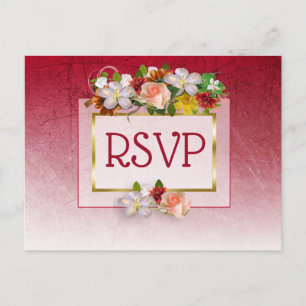 Cartes de réponse florales rouges et bordeaux Rose