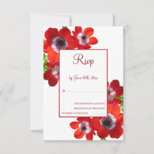 Cartes de réponse florales rouges romantiques