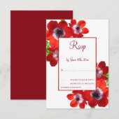 Cartes de réponse florales rouges romantiques (Devant / Derrière)