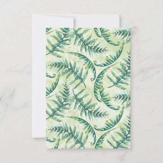 Cartes de réponse Green Fern Watercolor (Dos)