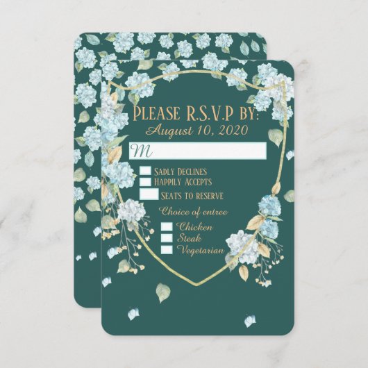 Cartes de réponse Hydrangea au clair de lune (Devant / Derrière)