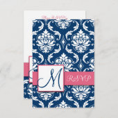 Cartes de réponse initiale en damas bleu pour invi (Devant / Derrière)