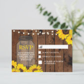 Cartes de réponse Jar Fleurs Solaires Mariage Rust (Debout devant)