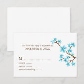 Cartes de réponse Mariage Aqua Cherry Blossoms (Devant / Derrière)