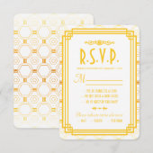 Cartes de réponse Mariage Art Déco Gold (Devant / Derrière)