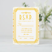 Cartes de réponse Mariage Art Déco Gold (Debout devant)