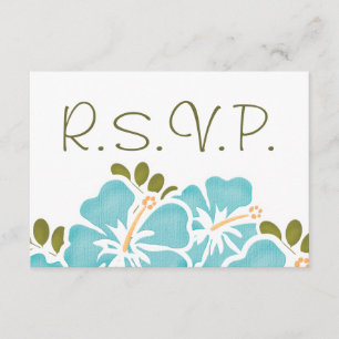 CARTES DE RÉPONSE MARIAGE BLUE HIBISCUS RSVP