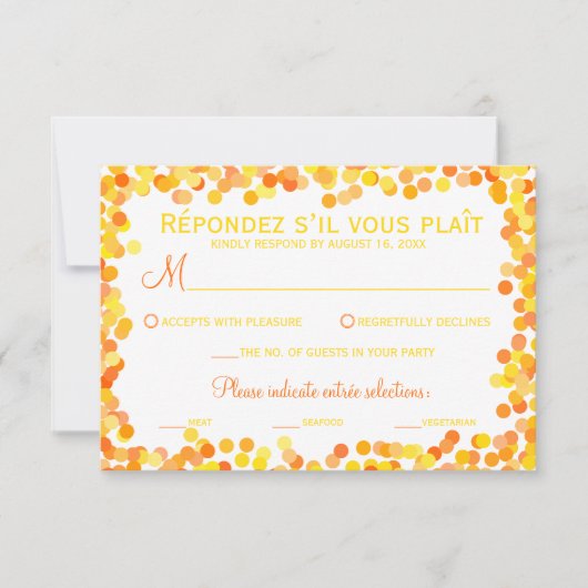 Cartes de réponse Mariage Confetti (Devant)