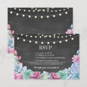 Cartes de Réponse Mariage Craie Rustique Succulent (Devant / Derrière)