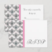 Cartes de réponse Mariage damassé RSVP Black Blanc (Devant / Derrière)