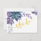 Cartes de réponse Mariage d'aquarelle Succulentes  (Dos)
