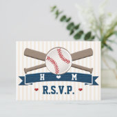 CARTES DE RÉPONSE MARIAGE DE BASEBALL MONOGRAMMÉES (Debout devant)