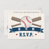 CARTES DE RÉPONSE MARIAGE DE BASEBALL MONOGRAMMÉES (Devant / Derrière)